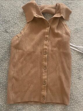 tan collared backless tank